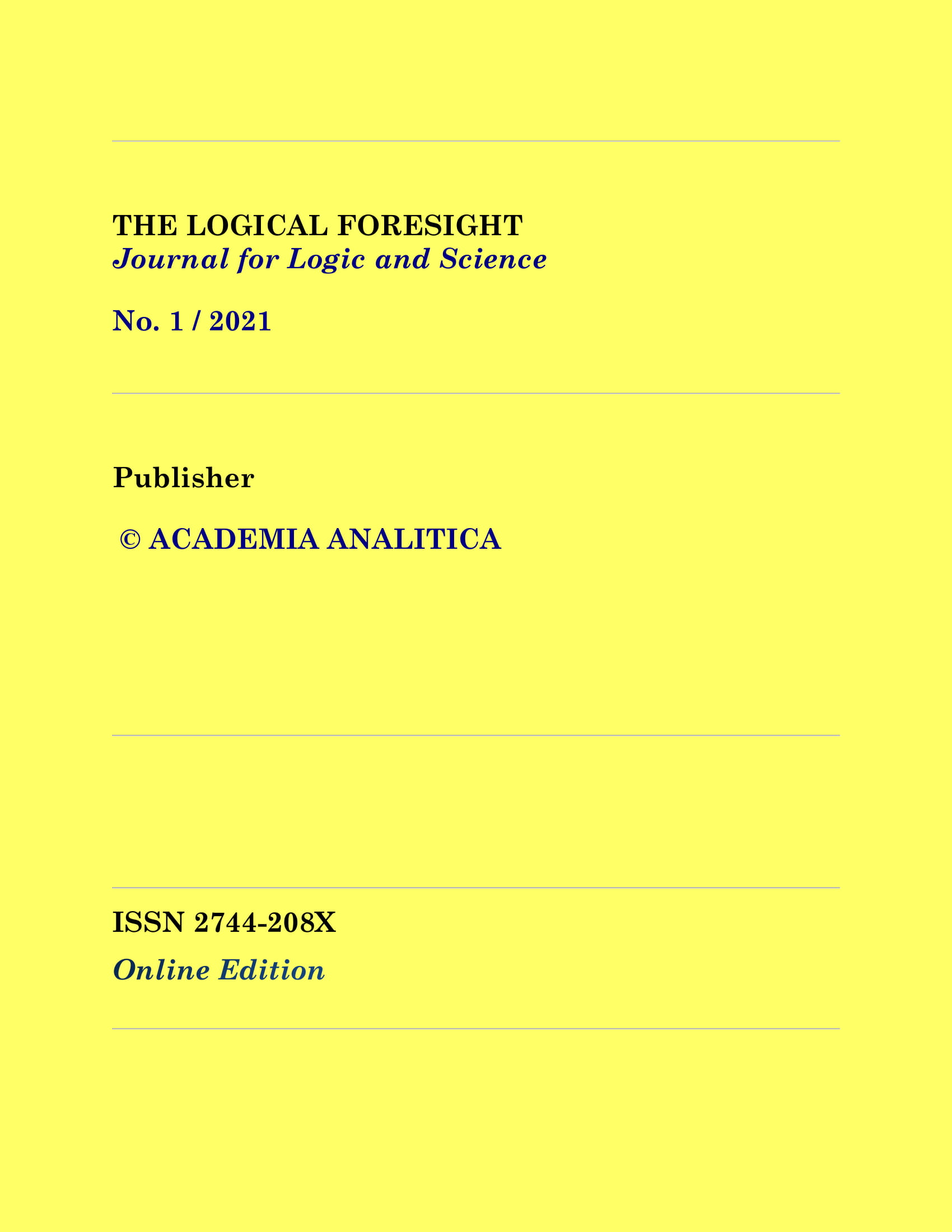					View Vol. 1 No. 1 (2021): The Logical Foresight
				